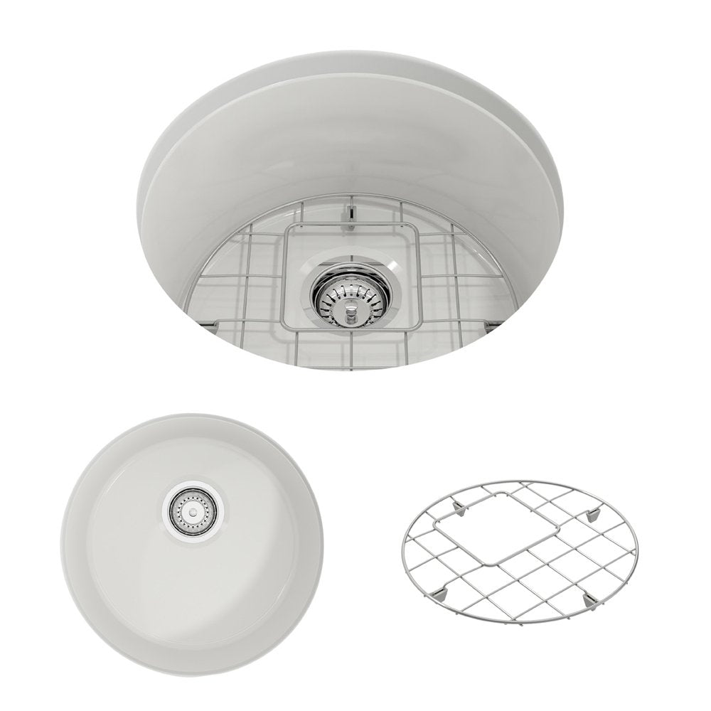Bocchi Sotto Round Undermount Fireclay 18.5" Single Bowl Kitchen and Bar Sink. Available in 9 Colors!