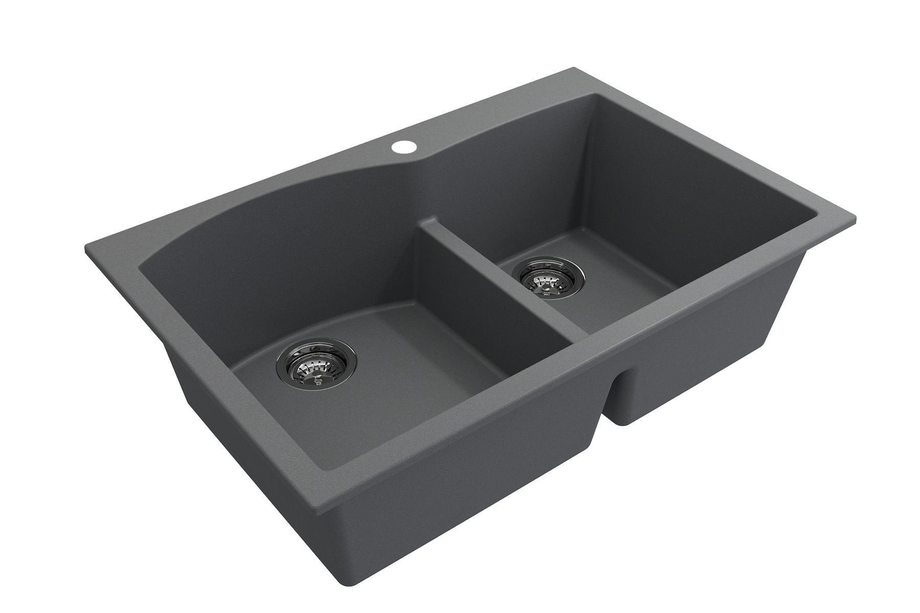 Bocchi 33" Dual Mount Granite Composite 60/40 Double Bowl Sink in Concrete Gray