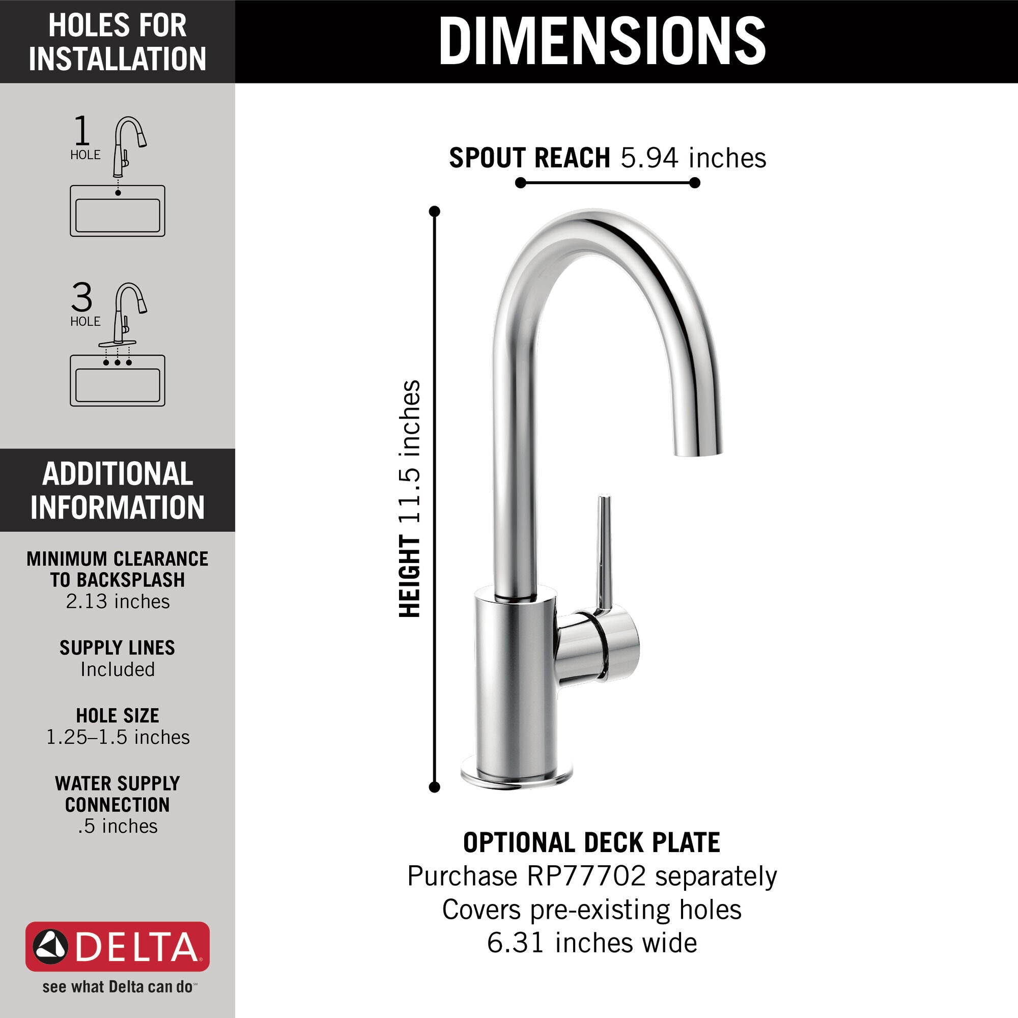 Delta Trinsic True Bar with Limited Swivel Spout