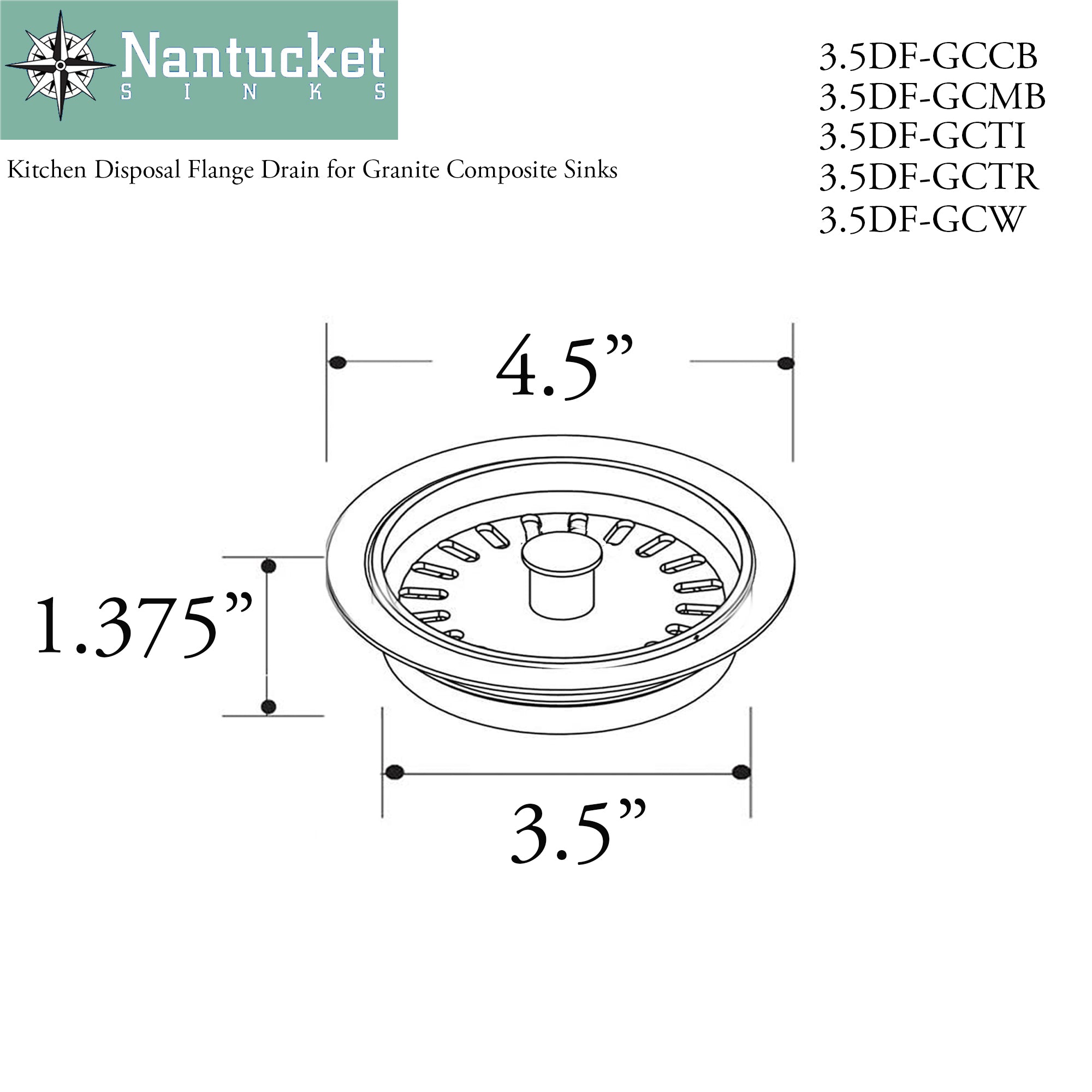 Nantucket Sinks Disposal Flange For Granite Composite Sinks