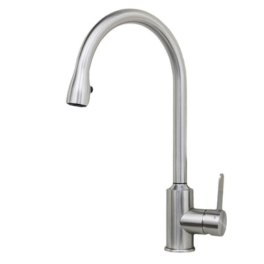 Wells Sinkware Cario 16-Inch All Stainless Steel Lead-Free Pull-Down Kitchen Faucet in Stainless Steel-Kitchen Faucets Fast Shipping at Directsinks.