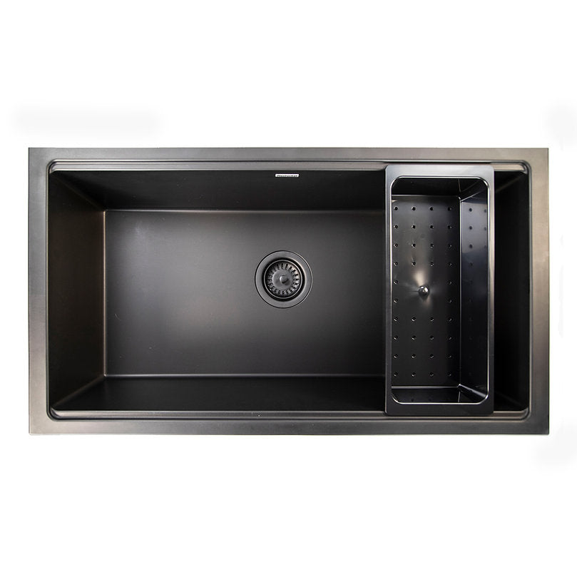 34" Black Composite Single Bowl Kitchen Workstation Sink