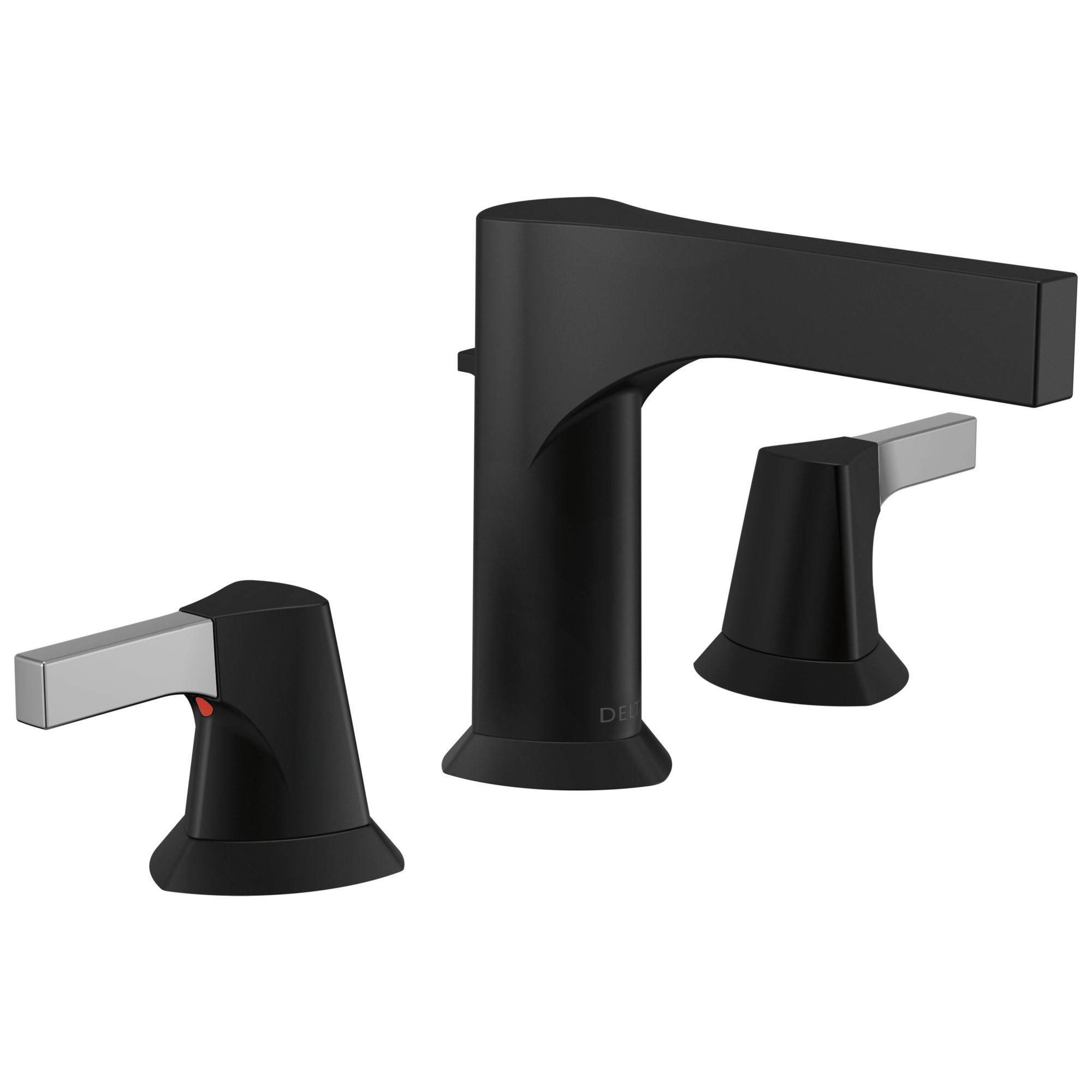 Delta Zura Two Handle Widespread Bathroom Faucet in Chrome and Black