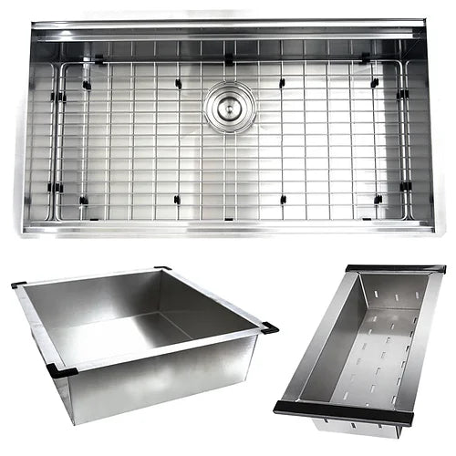 Nantucket Sinks ZR-PS-3620-16 - 36" Pro Series Workstation Undermount Stainless Steel Kitchen Sink with Compatible Accessories