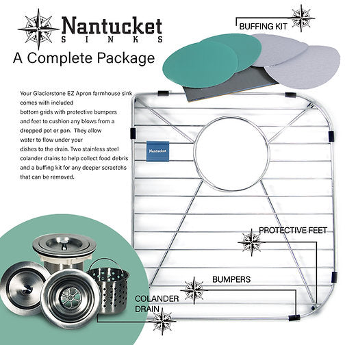 Nantucket Sinks RetroFit Glacier Stone Single Bowl Ezapron Kitchen Sink