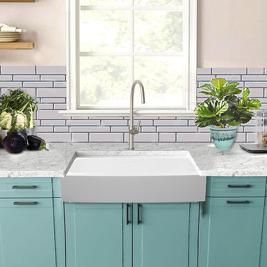 White retrofit farmhouse apron front sink by nantucket sinks. NS-GSEZA32S available at DirectSinks.com