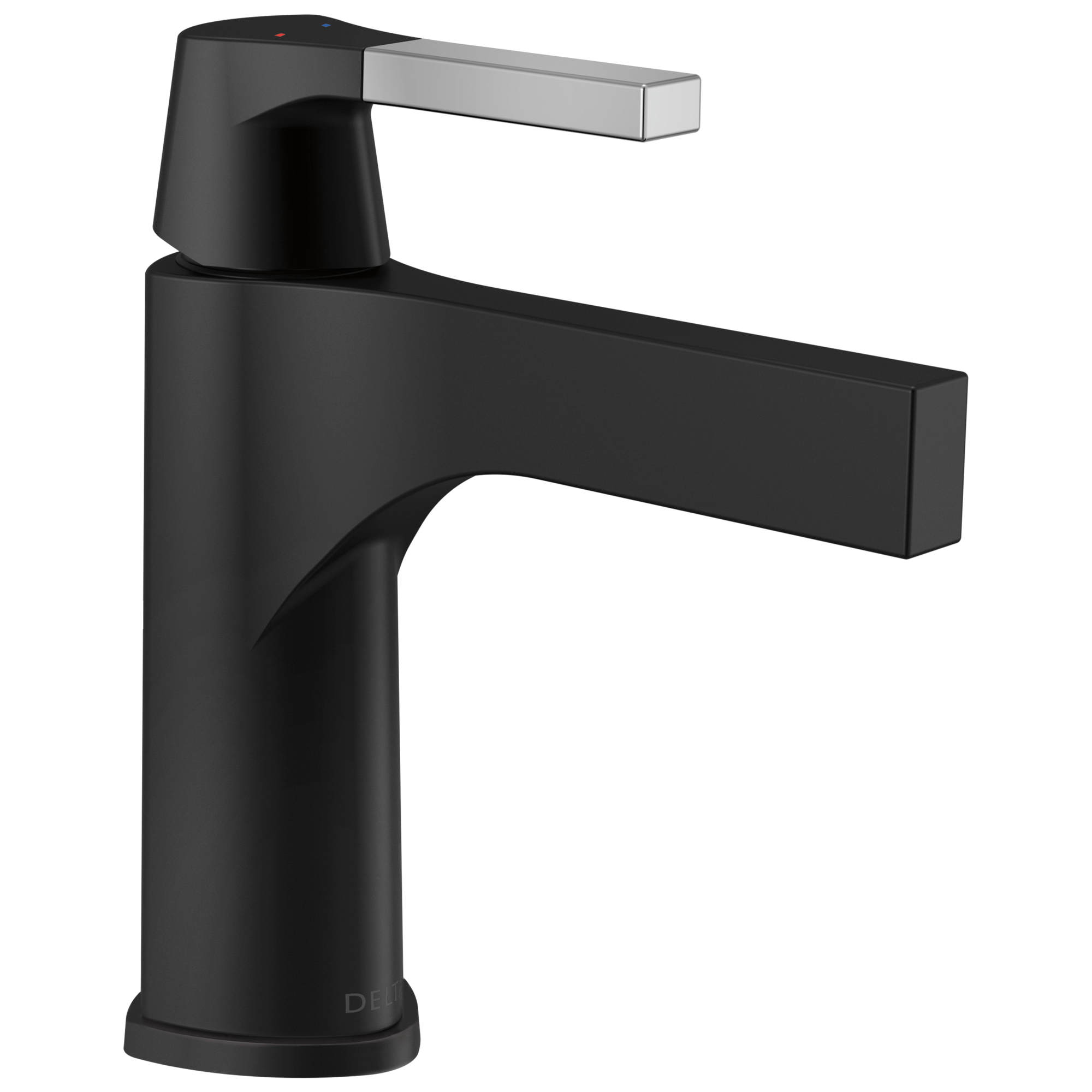 Delta Zura Single Handle Bathroom Faucet with Drain in Chrome and Black