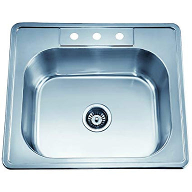 Ast103 25" Single Bowl Topmount 20 Gauge Stainless Steel Kitchen Sink-DirectSinks