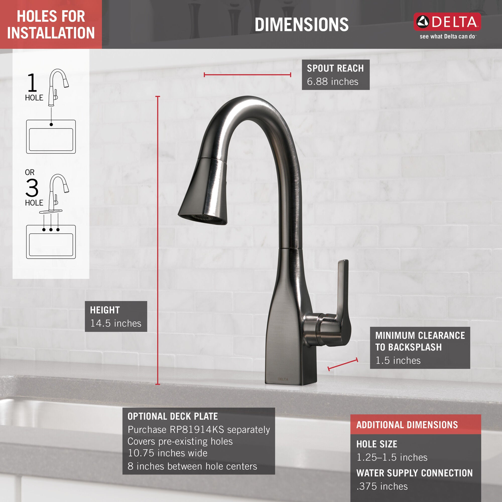 Delta Mateo® Single Handle Pull-Down Bar or Prep Faucet