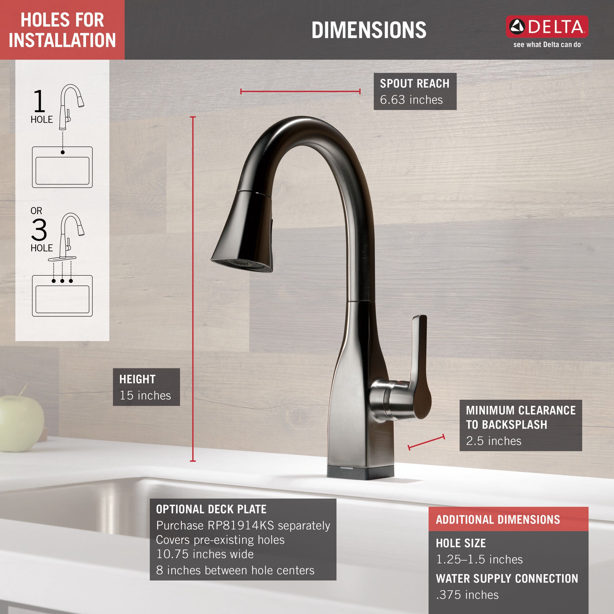 Delta Mateo® Single Handle Pull-Down Bar or Prep Faucet with TouchO Technology