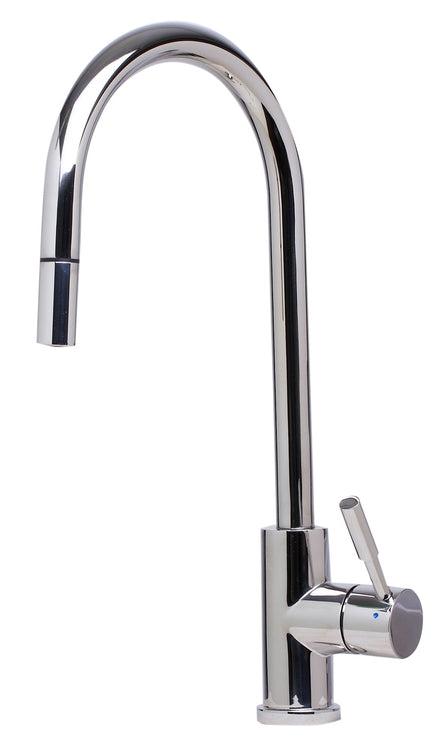 Alfi Solid Stainless Steel Single Hold Pull Down Kitchen Faucet-DirectSinks
