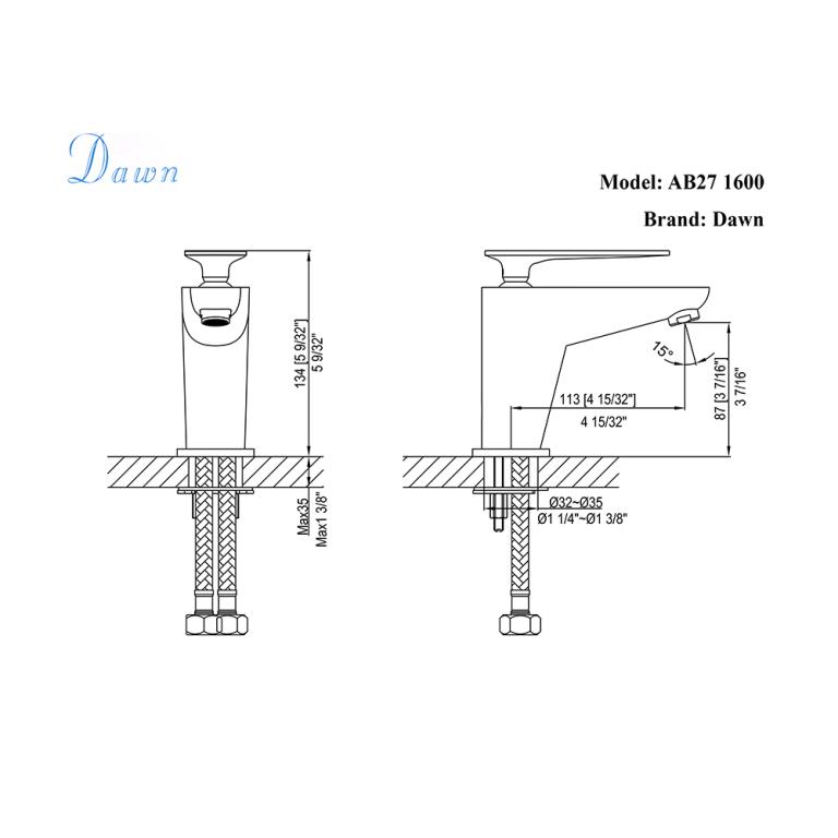 Dawn Single Lever Solid Brass Lavatory Faucet in Chrome and White-Bathroom Faucets Fast Shipping at DirectSinks.