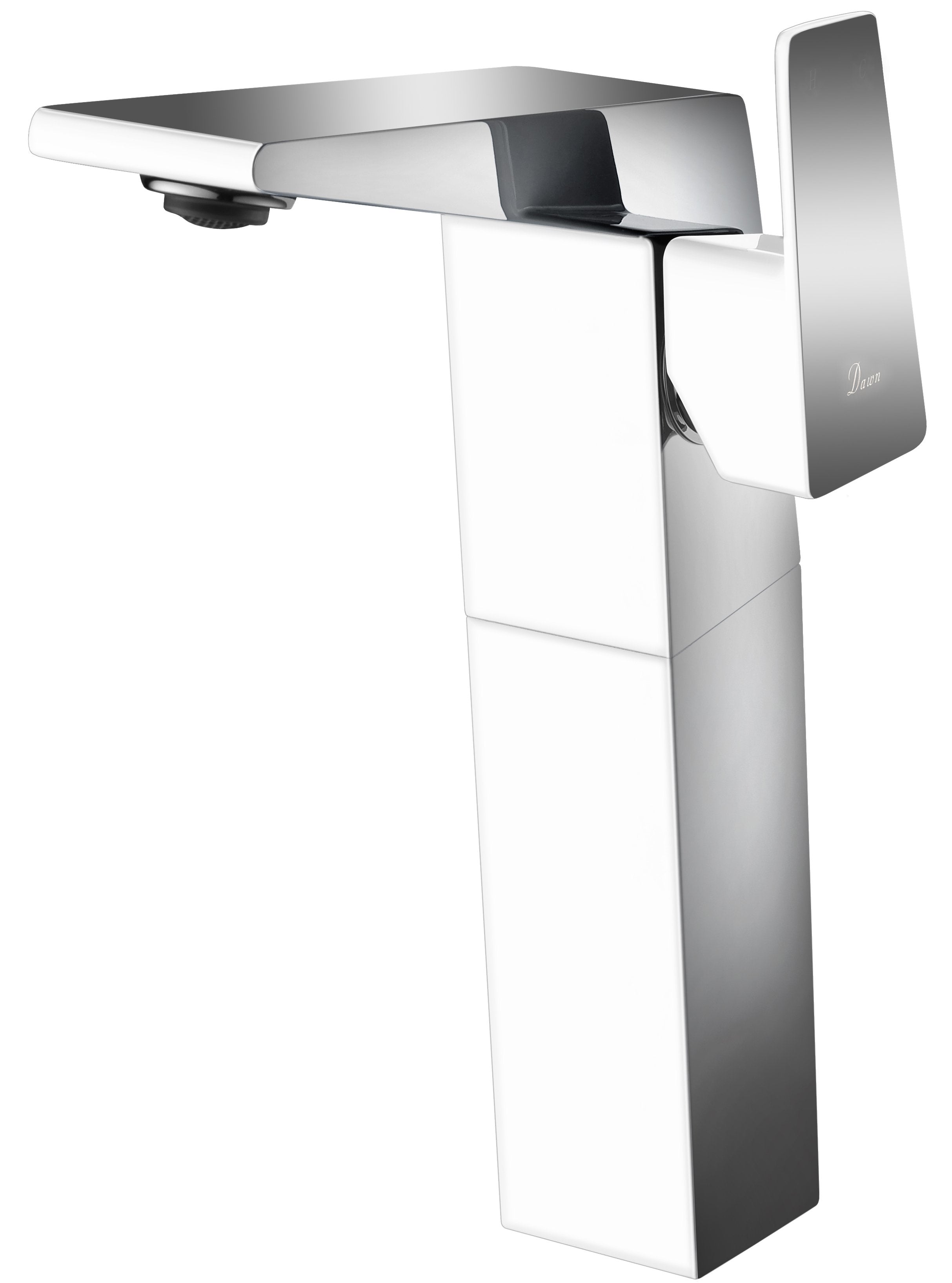 Dawn Single Lever Vessel Lavatory Faucet in Chrome and White-Bathroom Faucets Fast Shipping at DirectSinks.