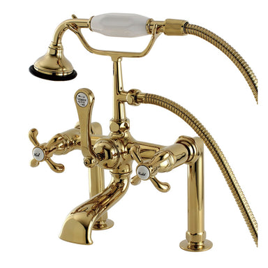 Kingston Brass Aqua Eden AE103T2TX French Country Deck Mount Clawfoot Tub Faucet in Polished Brass-Tub Faucets-Free Shipping-Directsinks.