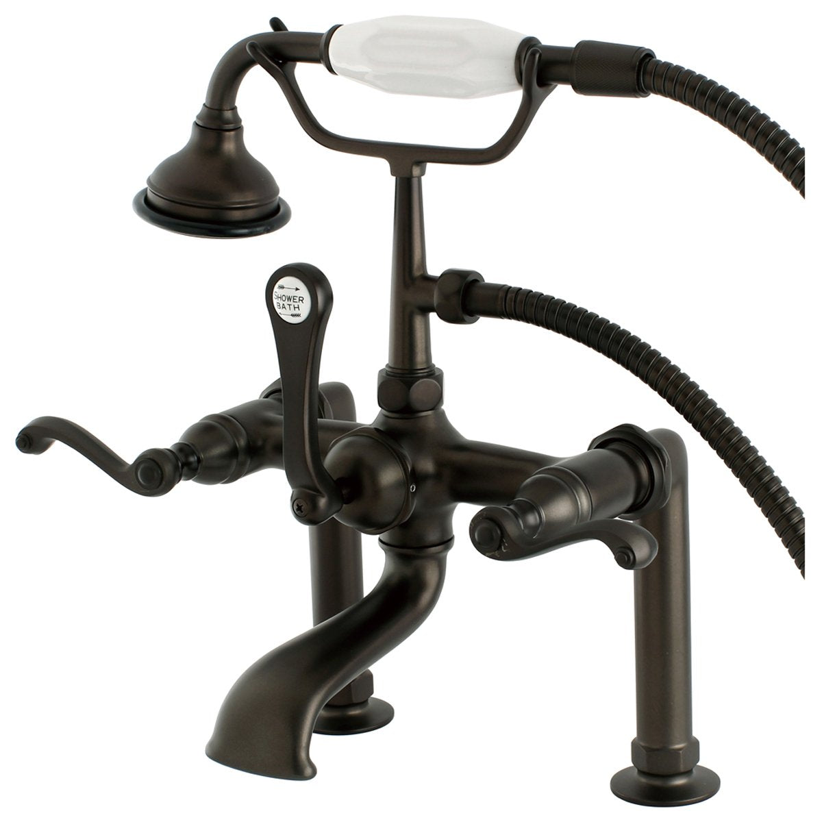 Kingston Brass Aqua Eden AE103T5FL Royale Deck Mount Clawfoot Tub Faucet in Oil Rubbed Bronze-Tub Faucets-Free Shipping-Directsinks.