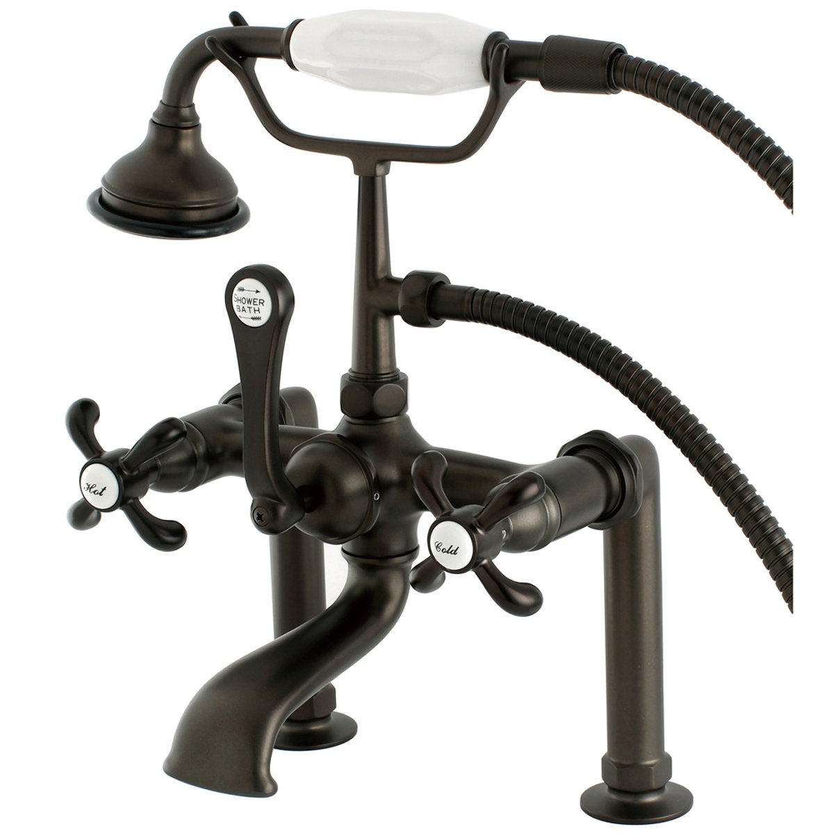 Kingston Brass Aqua Eden AE103T5TX French Country Deck Mount Clawfoot Tub Faucet in Oil Rubbed Bronze-Tub Faucets-Free Shipping-Directsinks.