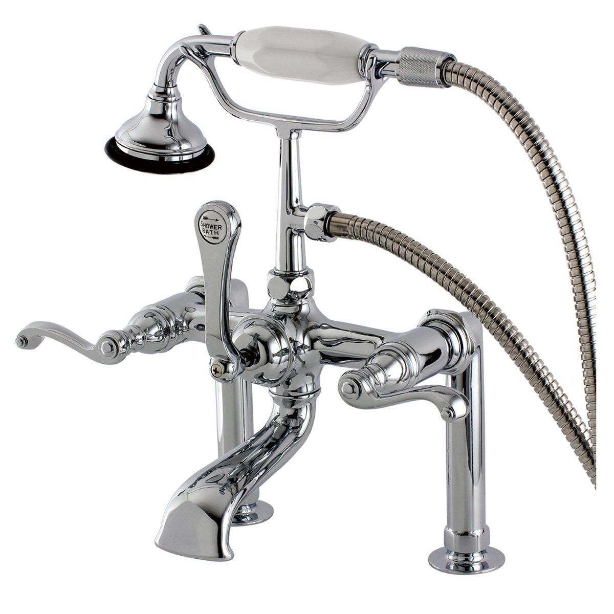 Kingston Brass Aqua Eden AE104T1FL Royale Deck Mount Clawfoot Tub Faucet in Polished Chrome-Tub Faucets-Free Shipping-Directsinks.