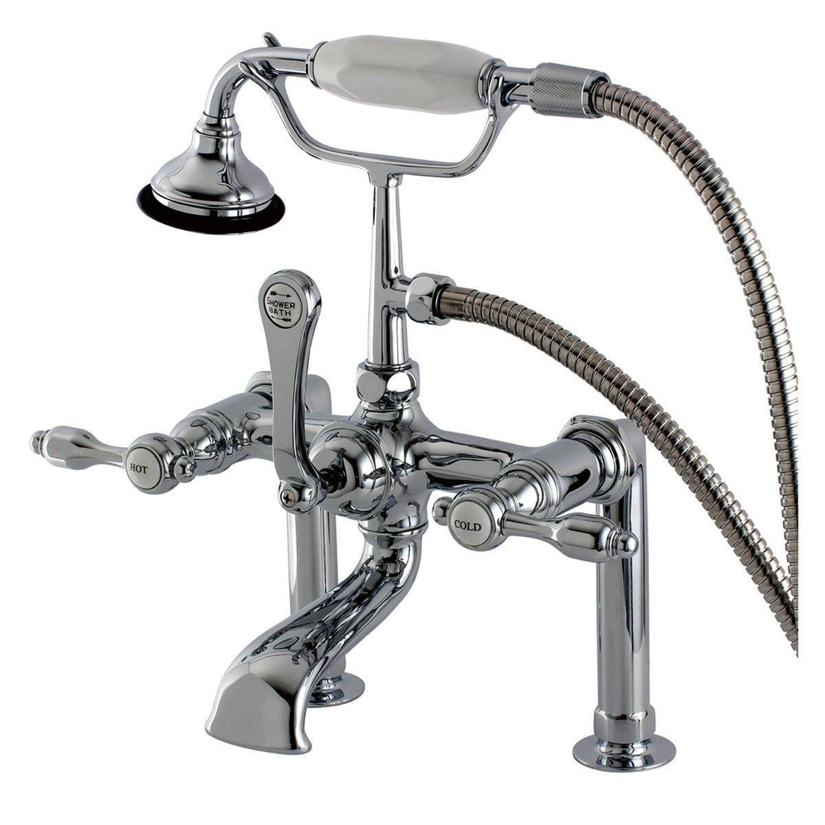 Kingston Brass Aqua Eden AE104T1TAL Tudor Deck Mount Clawfoot Tub Faucet in Polished Chrome-Tub Faucets-Free Shipping-Directsinks.