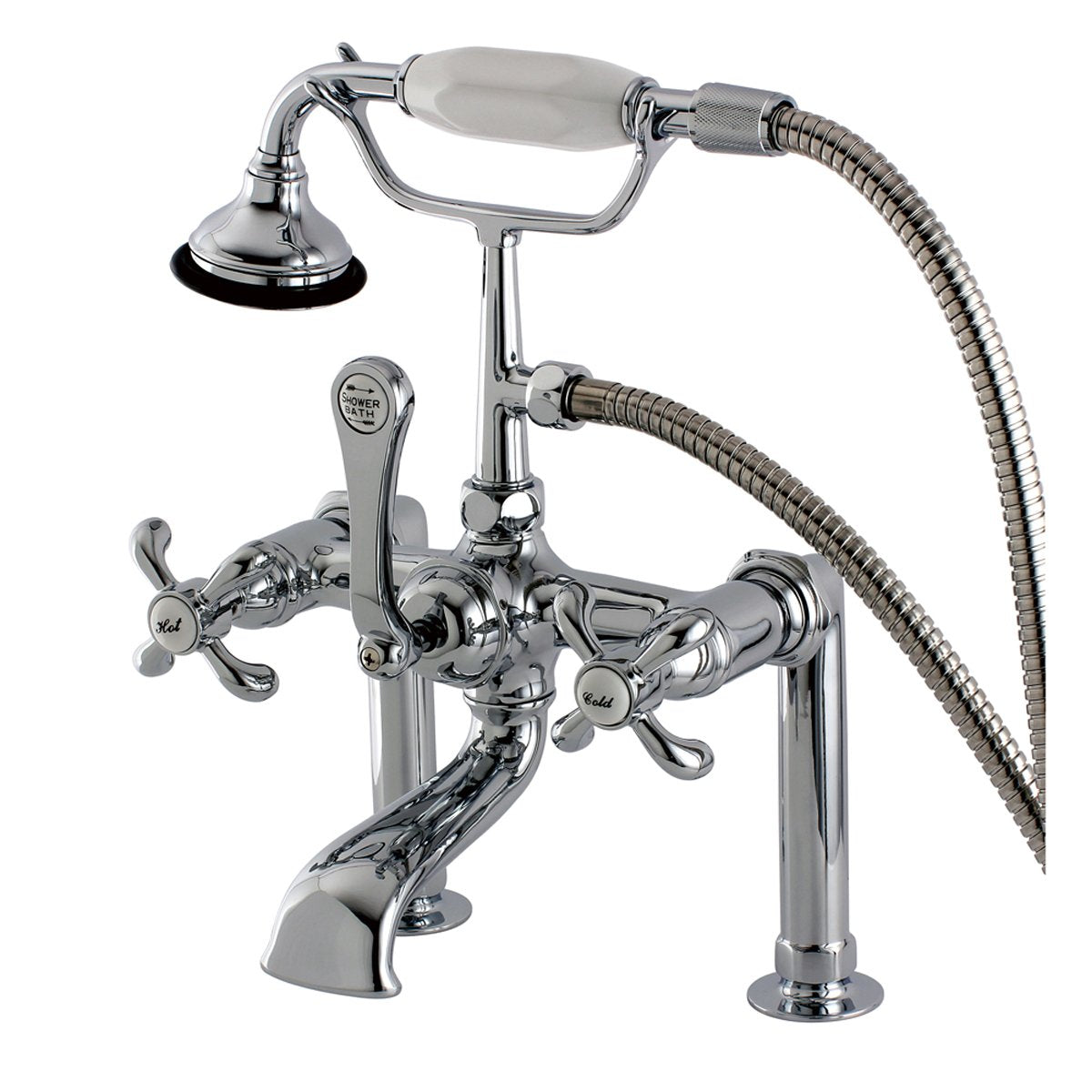 Kingston Brass Aqua Eden AE104T1TX French Country Deck Mount Clawfoot Tub Faucet in Polished Chrome-Tub Faucets-Free Shipping-Directsinks.