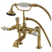 Kingston Brass Aqua Eden Vintage Deck Mount Clawfoot Tub Faucet with Porcelain Lever Handle-Tub Faucets-Free Shipping-Directsinks.