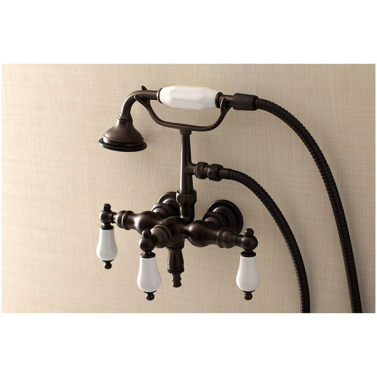 Aqua Vintage AE23TX-P 3-3/8-Inch Wall Mount Tub Faucet with Hand Shower