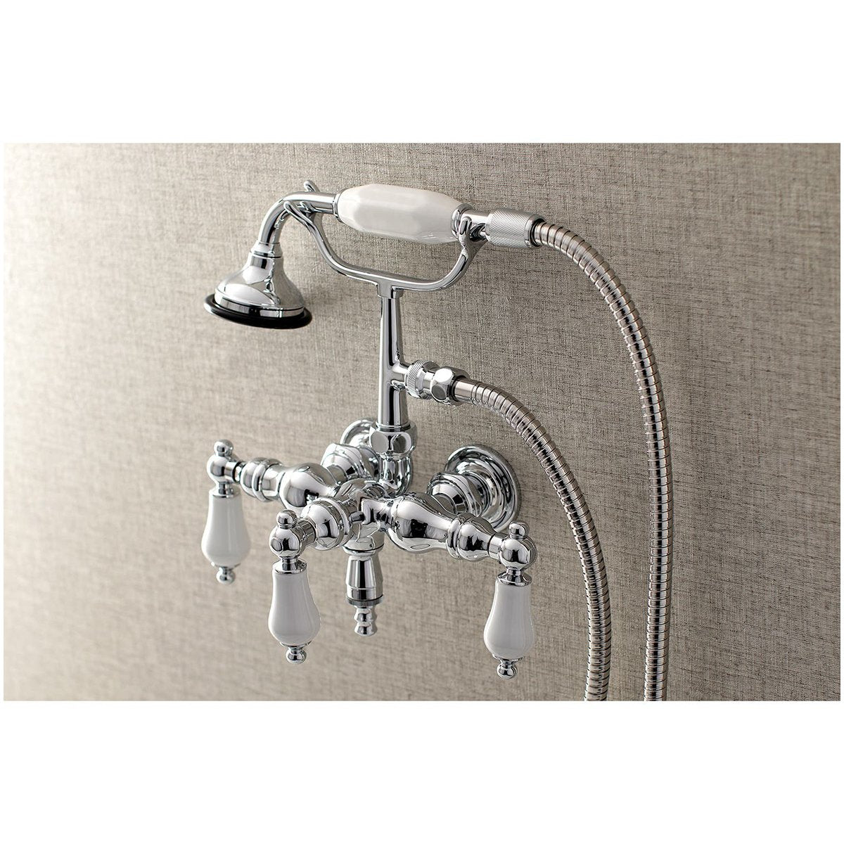 Aqua Vintage AE23TX-P 3-3/8-Inch Wall Mount Tub Faucet with Hand Shower