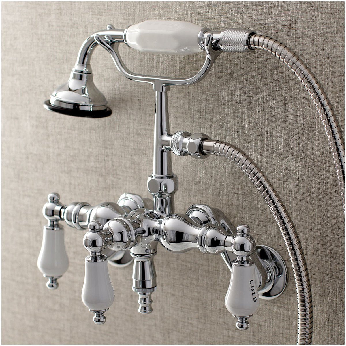Kingston Brass AE423TX-P Aqua Vintage 3-3/8-Inch Adjustable Wall Mount Clawfoot Tub Faucet with Hand Shower