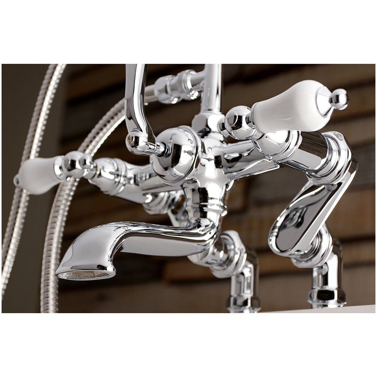 Kingston Brass AE655TX-P Aqua Vintage 7-Inch Adjustable Clawfoot Tub Faucet with Hand Shower