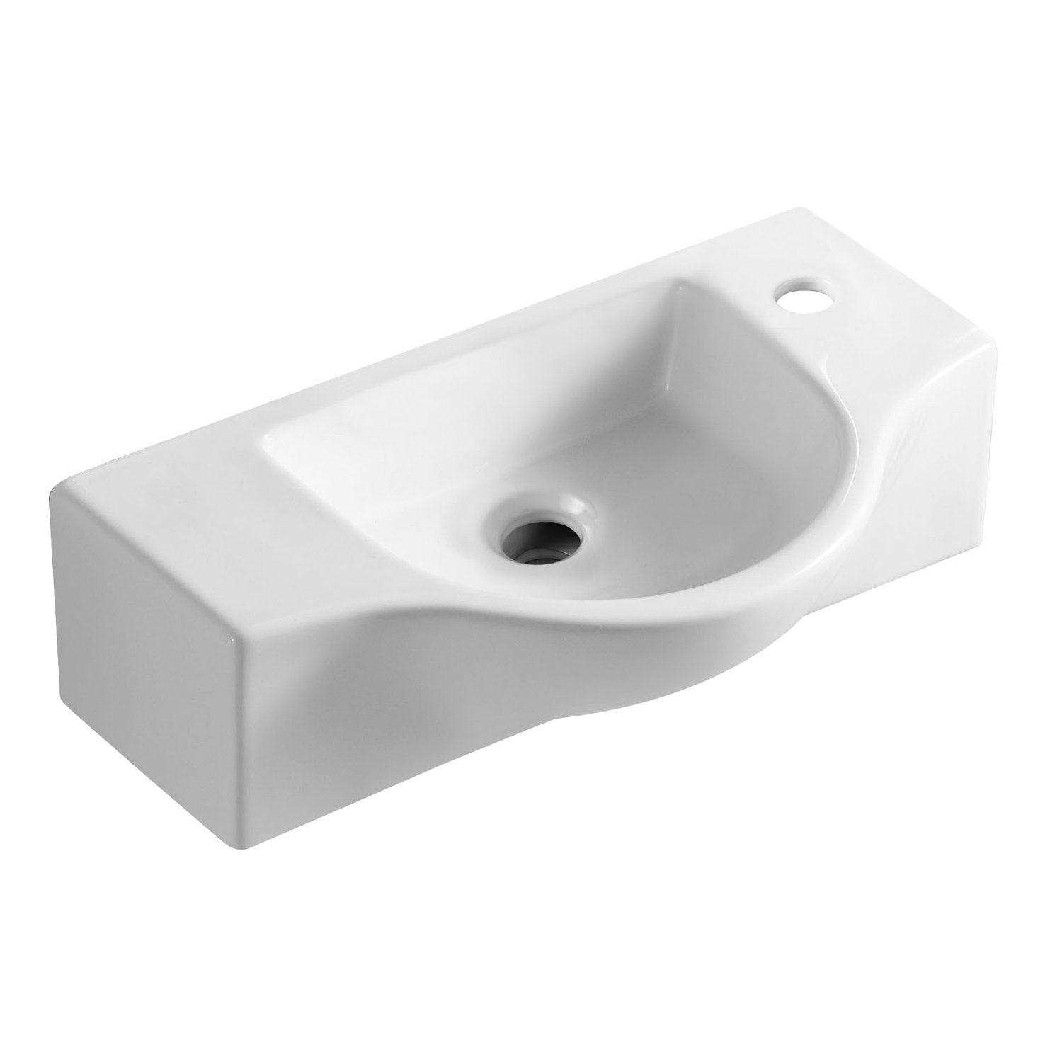 ALFI ABC114 White 18" Small Wall Mounted Ceramic Sink with Faucet Hole