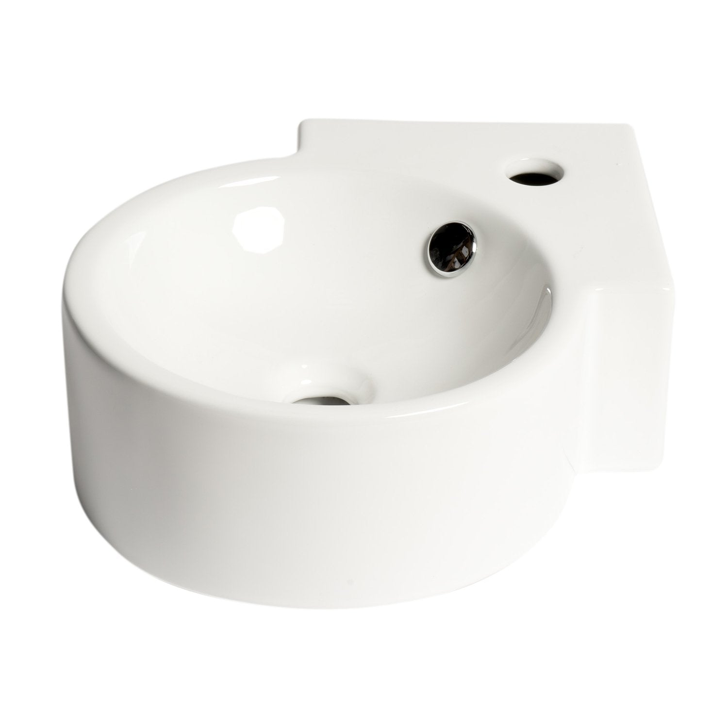 ALFI ABC121 White 17" Tiny Corner Wall Mounted Ceramic Sink with Faucet Hole