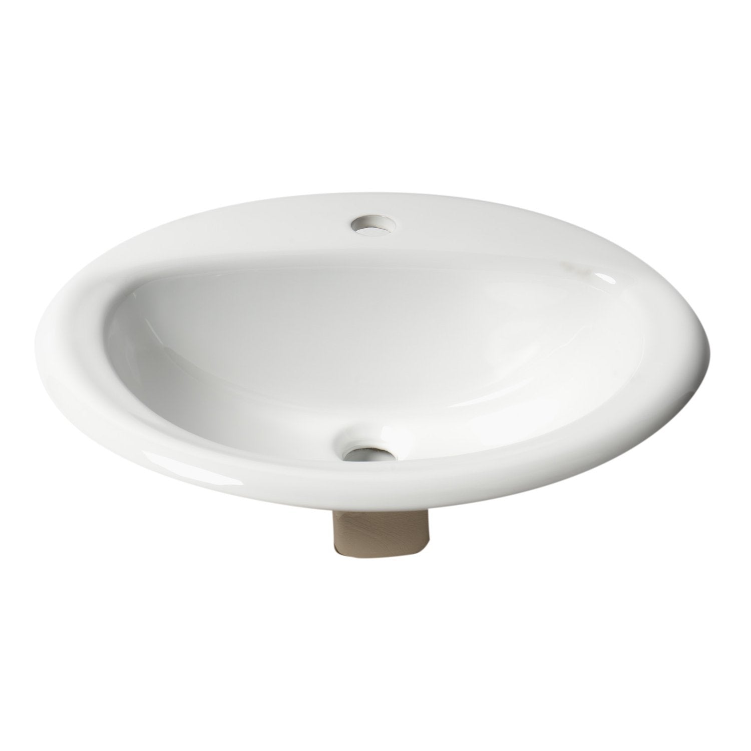 ALFI ABC802 White 21" Round Drop In Ceramic Sink with Faucet Hole