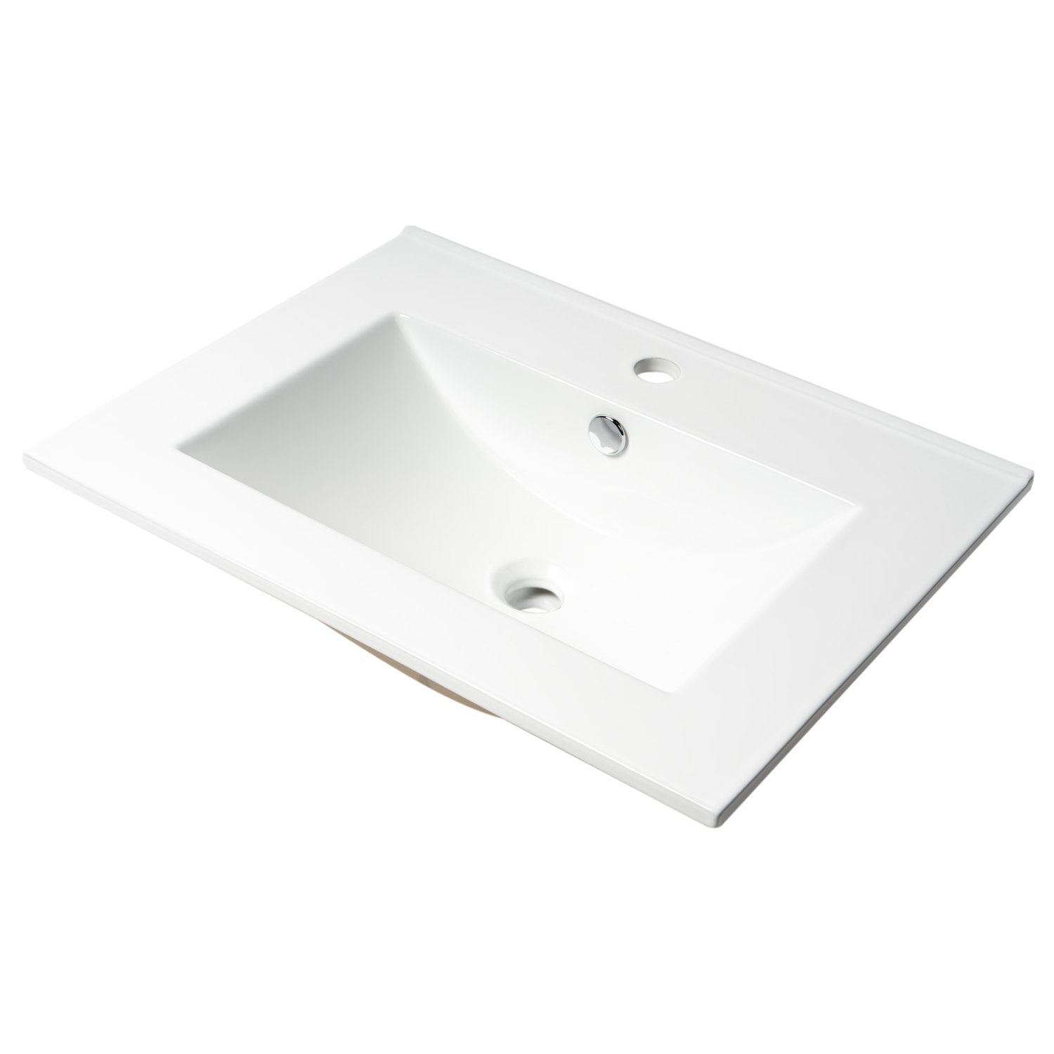 ALFI ABC803 White 25" Rectangular Drop In Ceramic Sink with Faucet Hole