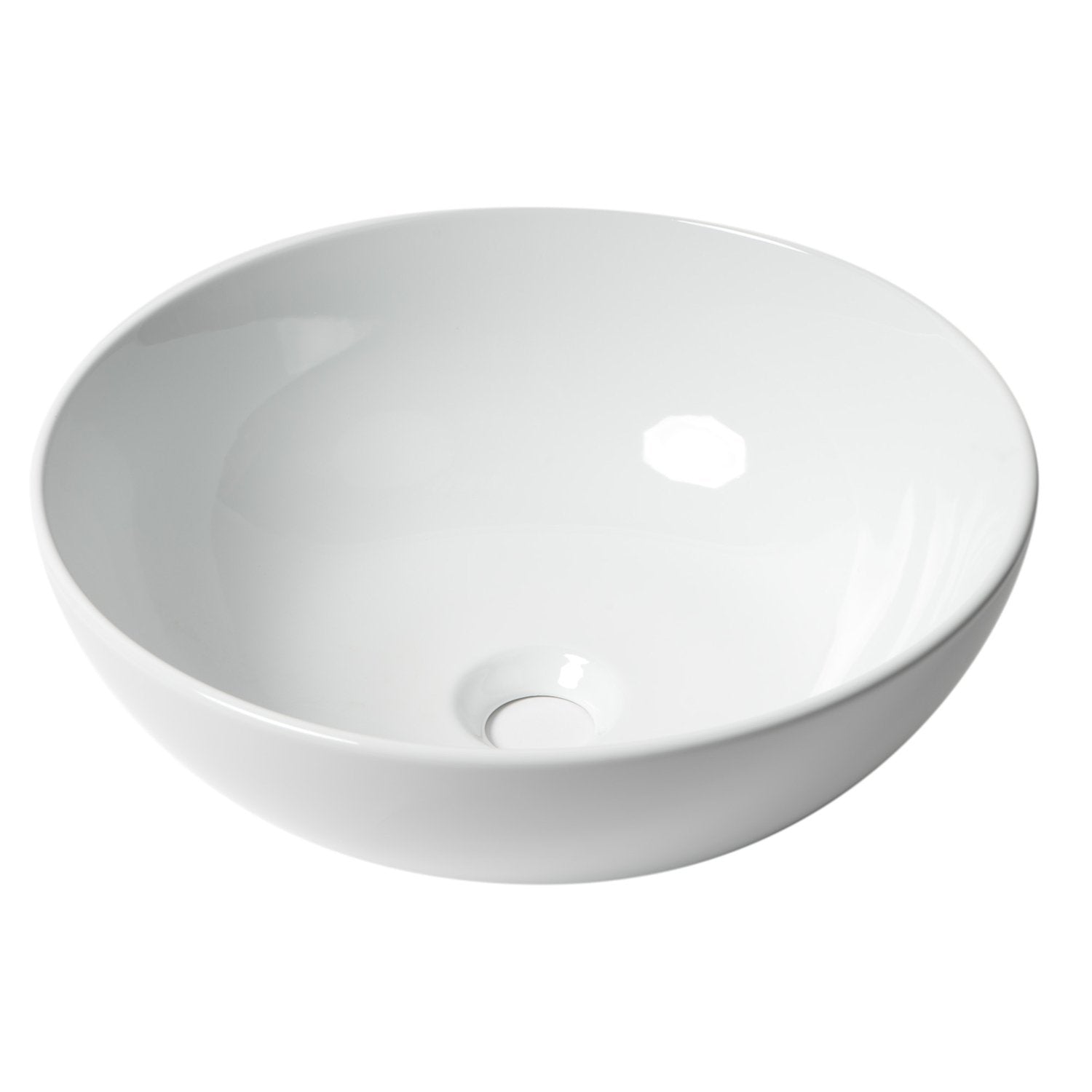 ALFI ABC905 White 15" Round Vessel Bowl Above Mount Ceramic Sink