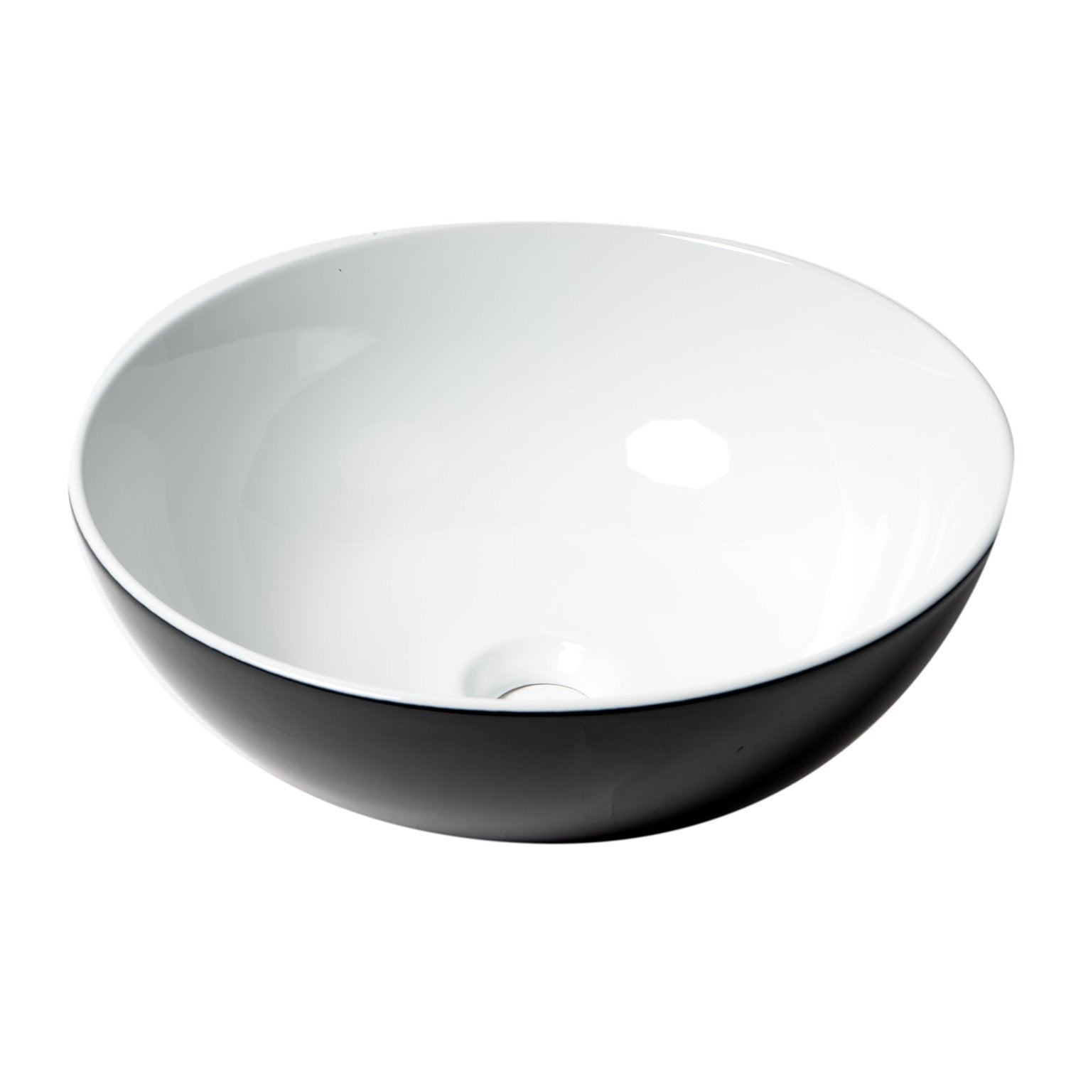 ALFI ABC906 Black & White 15" Round Vessel Above Mount Ceramic Sink
