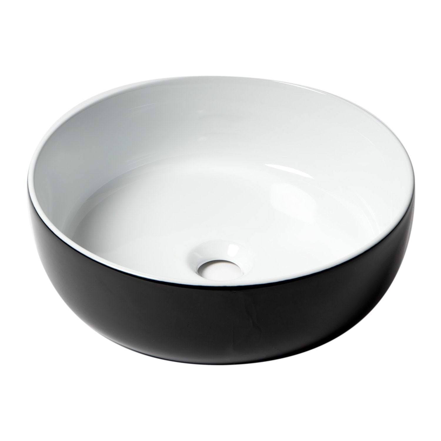 ALFI ABC908 Black & White 15" Round Above Mount Ceramic Sink