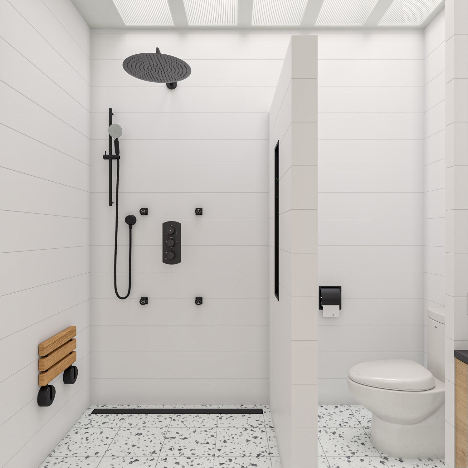 Matte Black/Chrome Stainless Steel Bathroom Waterproof Toilet