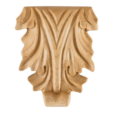 Hardware Resources 3-5/8" x 3/4" x 4-1/4" Hard Maple Acanthus Applique-DirectSinks