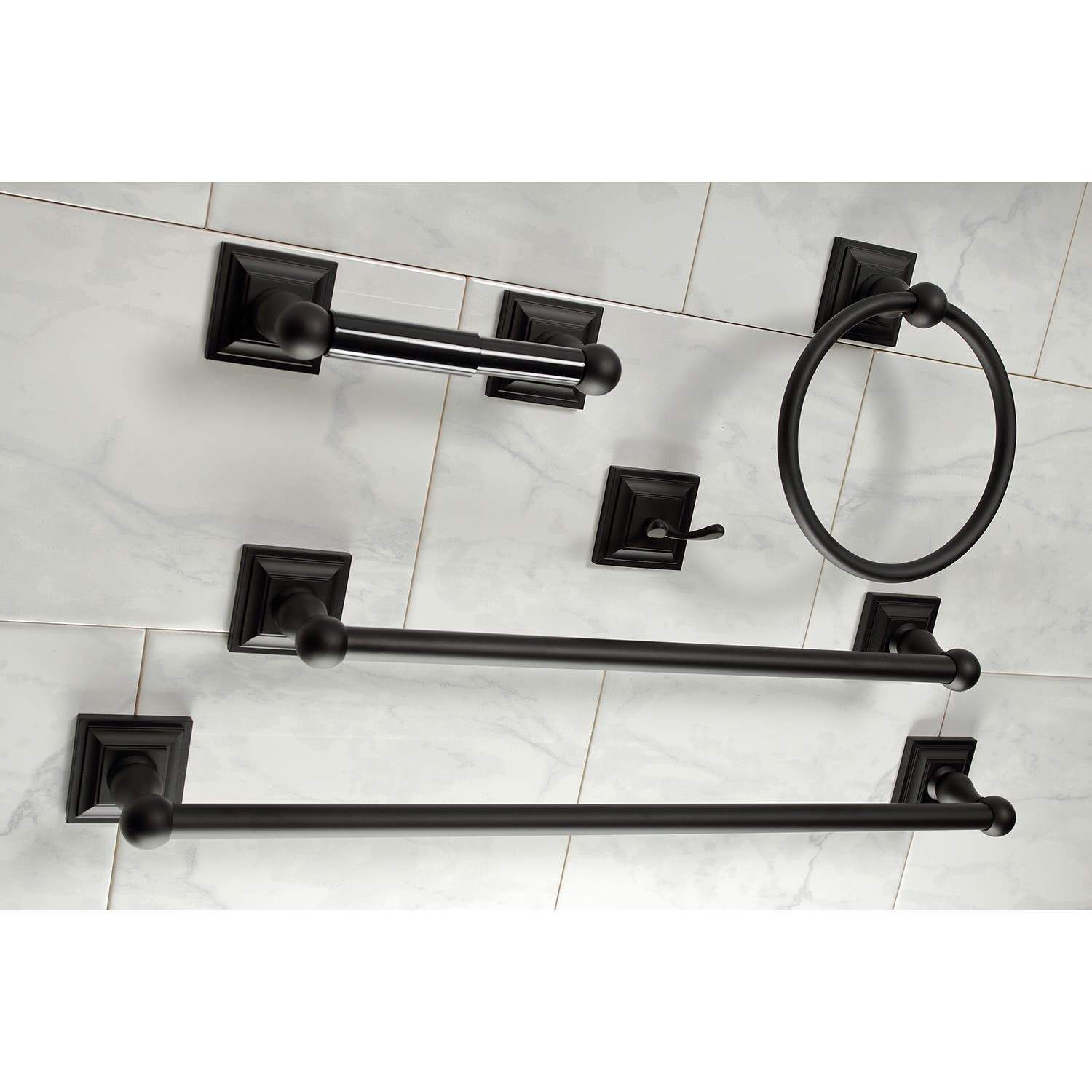 Kingston Brass Serano 5-Piece Bathroom Accessory Set in Black