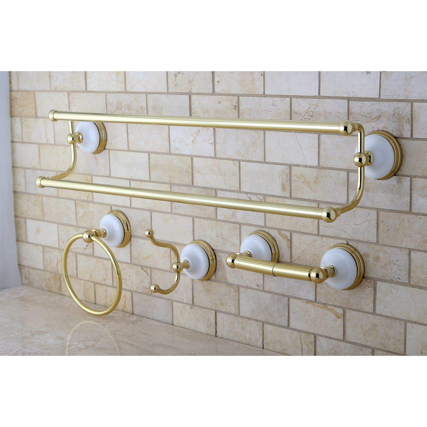 Kingston Brass Victorian 4-Pieces Dual Towel Bar Bathroom Hardware Set