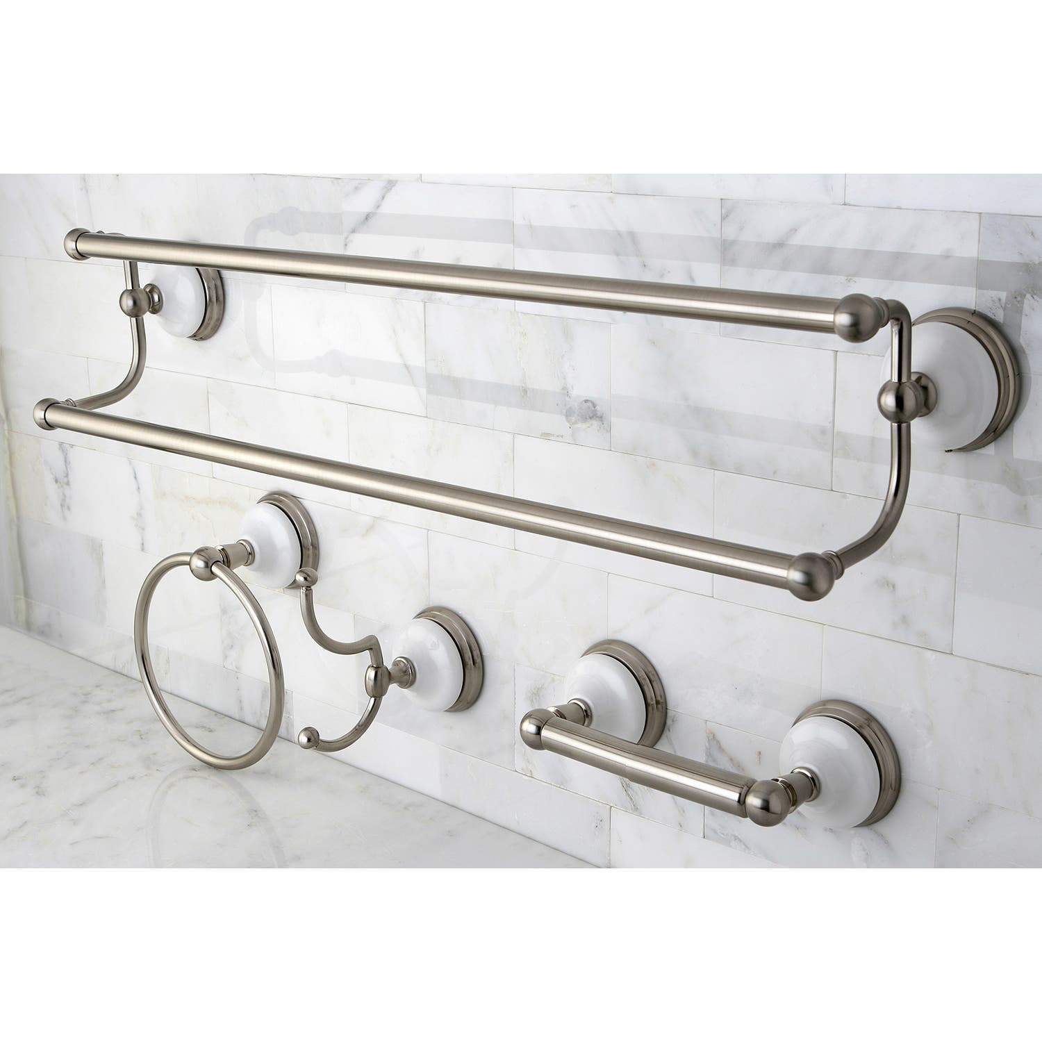 Kingston Brass Victorian 4-Pieces Dual Towel Bar Bathroom Hardware Set