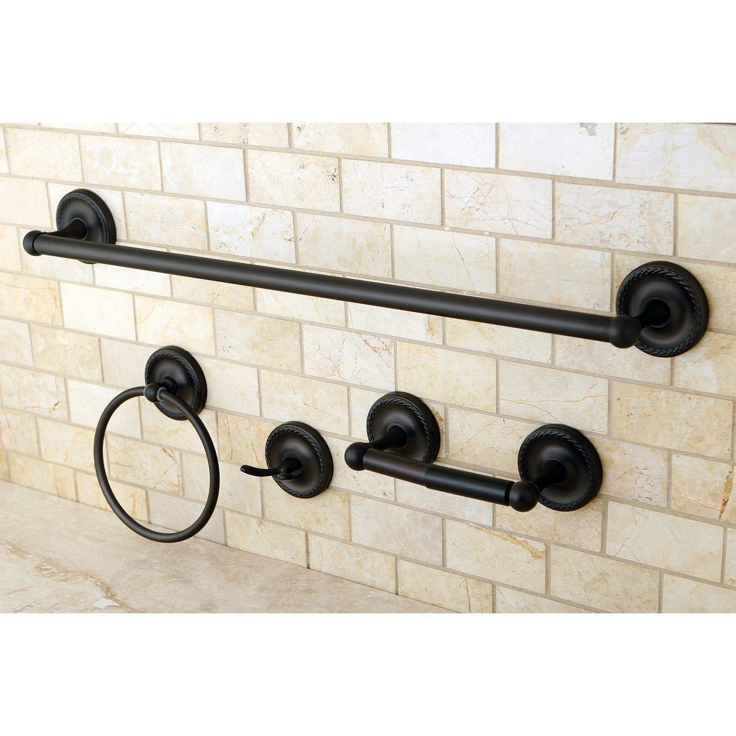 Kingston Brass BAK911478ORB 4-Piece Bathroom Accessories Set in Oil Rubbed Bronze