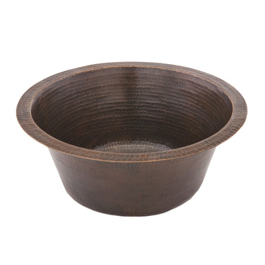Premier Copper Products 16" Round Hammered Copper Prep Sink with 3.5" Drain Size-DirectSinks
