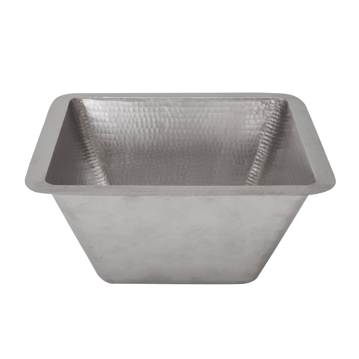 Premier Copper Products 15" Square Hammered Copper Bar/Prep Sink in Nickel with 2" Drain Size-DirectSinks