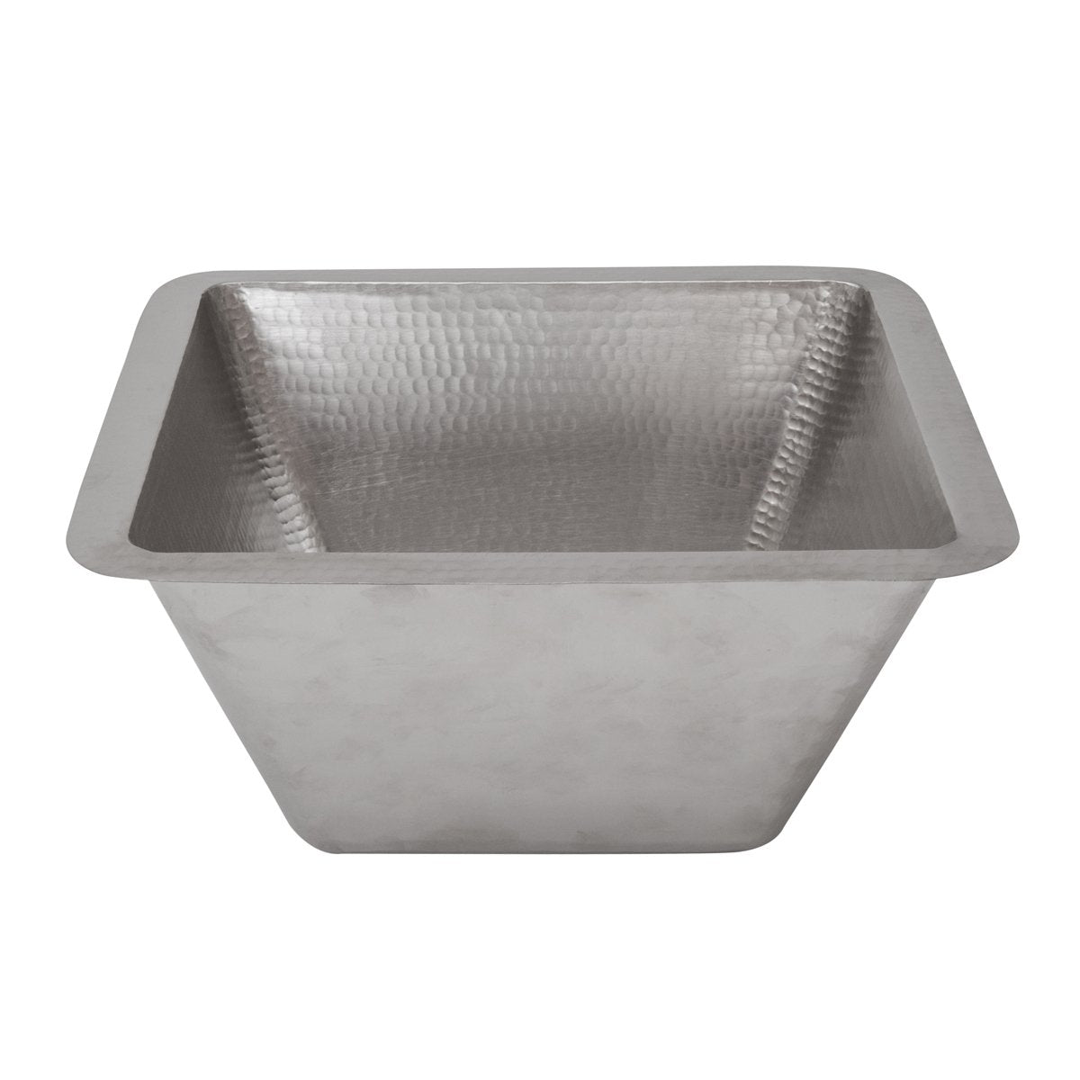 Premier Copper Products 15" Square Hammered Copper Bar/Prep Sink in Nickel with 3.5" Drain Size-DirectSinks