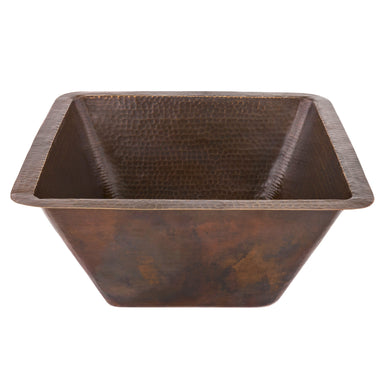 Premier Copper Products 17" Large Square Hammered Copper Bar/Prep Sink-DirectSinks