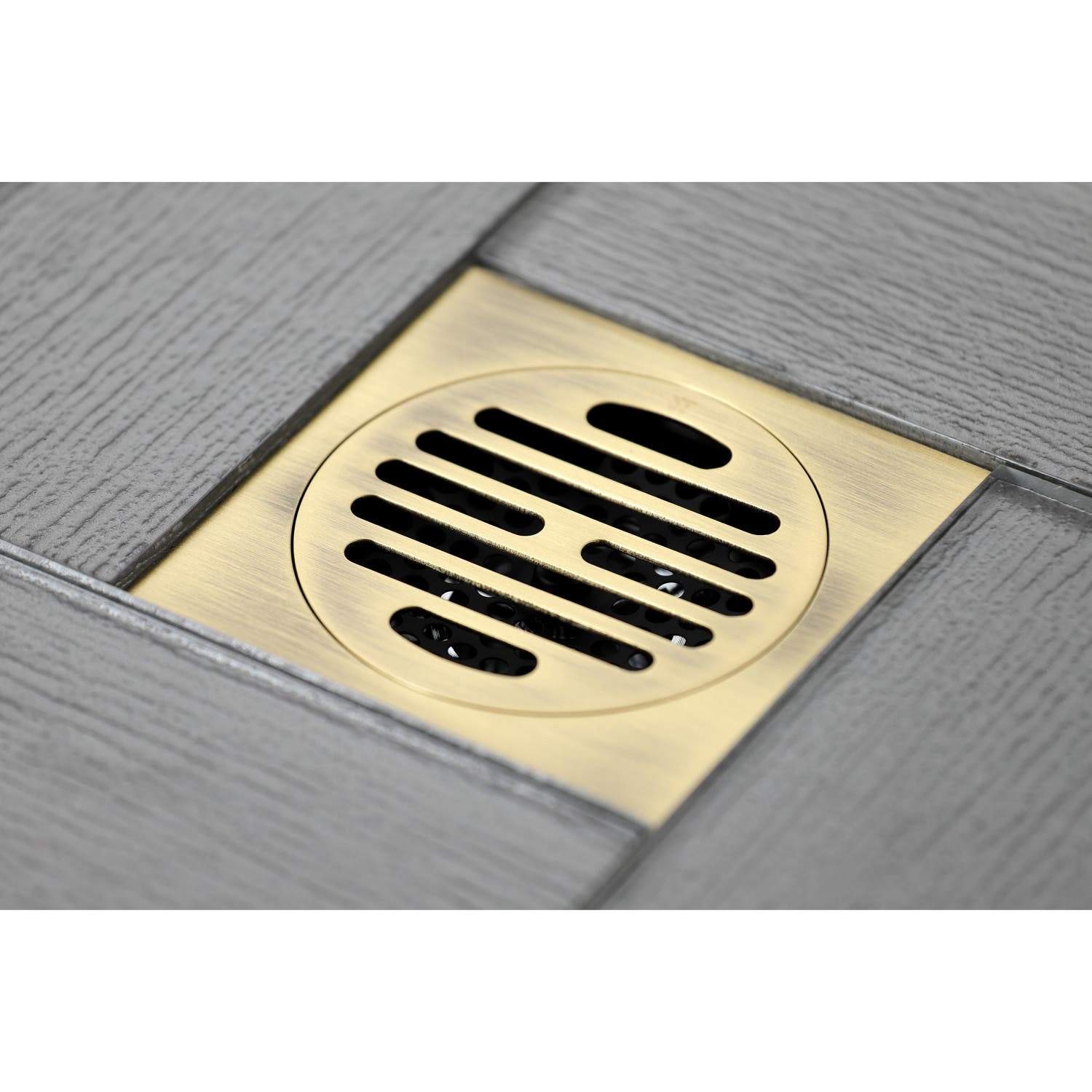 Kingston Brass Watercourse Symmetric 4" Square Grid Shower Drain