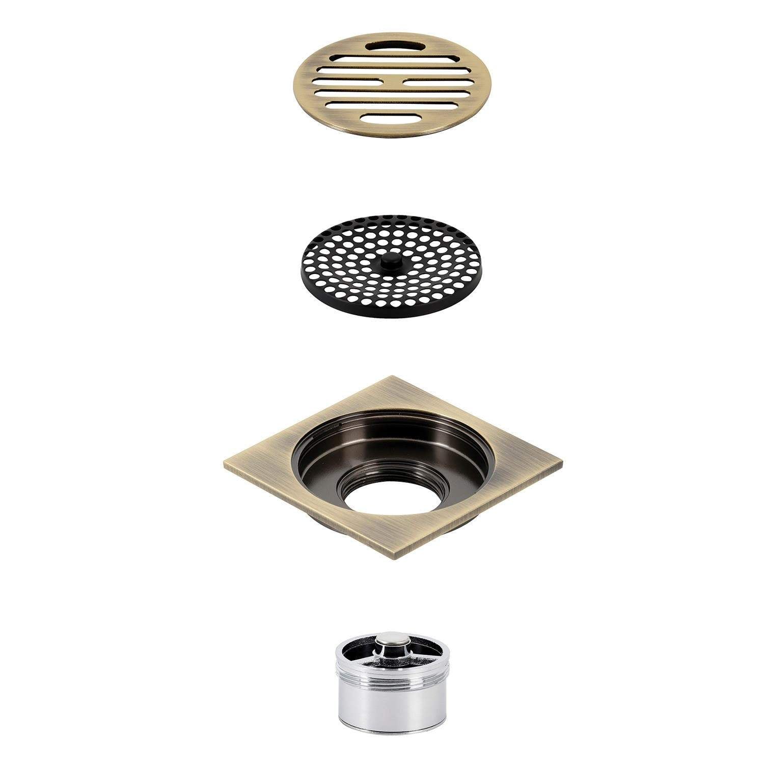 Kingston Brass Watercourse Symmetric 4" Square Grid Shower Drain