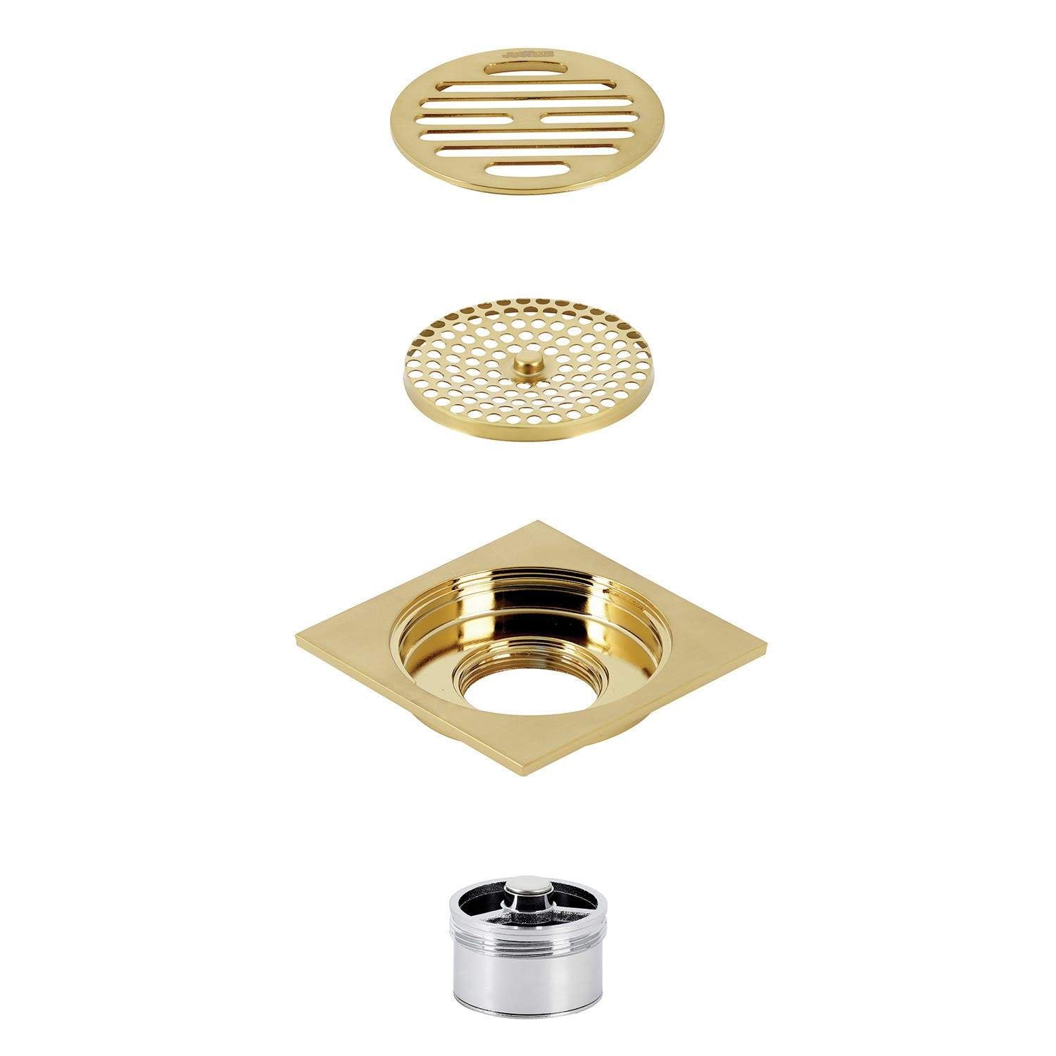 Kingston Brass Watercourse Symmetric 4" Square Grid Shower Drain