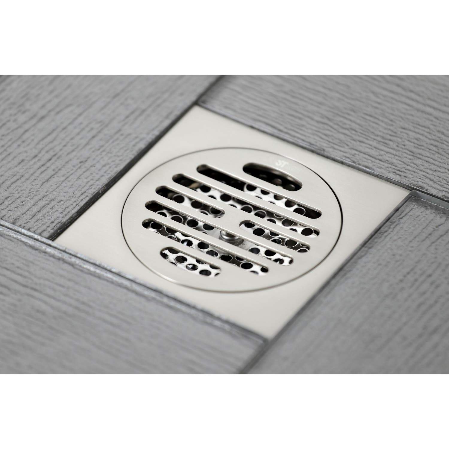 Kingston Brass Watercourse Symmetric 4" Square Grid Shower Drain