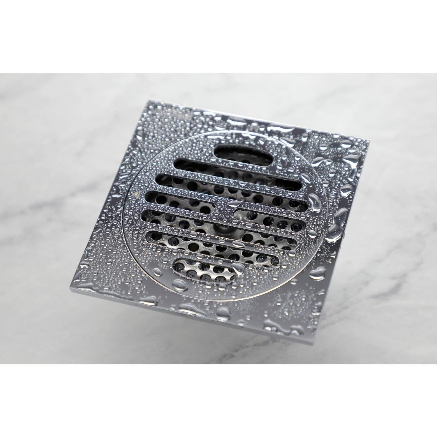 Kingston Brass Watercourse Symmetric 4" Square Grid Shower Drain